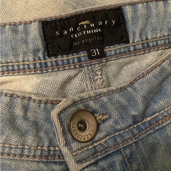Sanctuary Clothing Bleach Wash Distressed Ripped Cropped Boyfriend Jeans - 31 - Picture 3 of 8